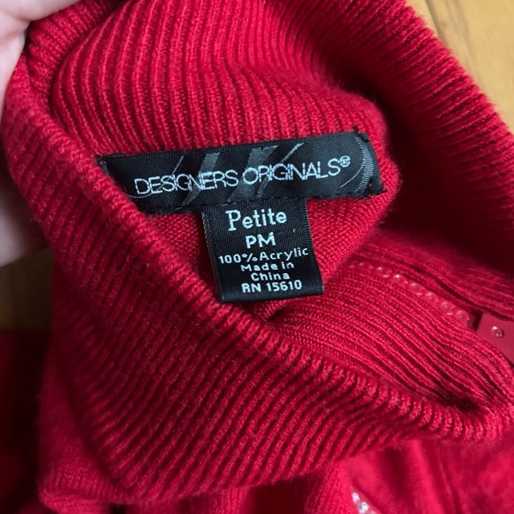 Vintage Rare Y2K Red Turtleneck with rhinestone zipper - Picture 4 of 5